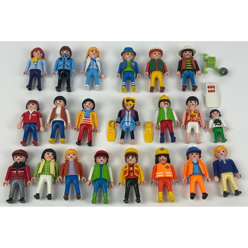 Vintage Playmobil Geobra HUGE Lot Figures 21 People + Accessories Some Rare BE